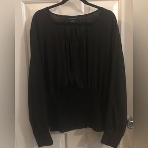 Ashley Stewart sheer black cropped blouse